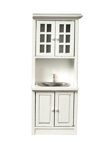 Dollhouse Miniature Cabinet with Sink, White